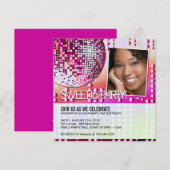 豪華なスウィート16 ディスコボール ご招待状 招待状 (正面/裏面)