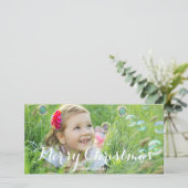 豪華なスクリプトクリスマスフォトカード シーズンカード (スタンド正面)