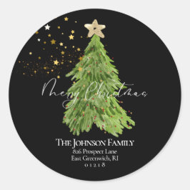豪華なスクリプトクリスマス差出人住所ラベル ラウンドシール