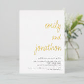 豪華なスクリプトネーム QR コード ウェディング ラックス リアル 箔招待状 (立ち正面)