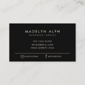 豪華なスクリプトロゴブラックジュエリー 名刺 (裏面)