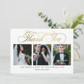 豪華なスクリプ結婚トのサンキューカードホイルフェイクス サンキューカード (スタンド正面)