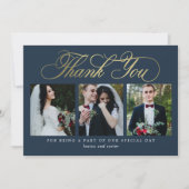 豪華なスクリプ結婚トのサンキューカードホイルフェイクス サンキューカード (正面)