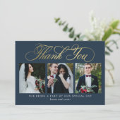 豪華なスクリプ結婚トのサンキューカードホイルフェイクス サンキューカード (スタンド正面)