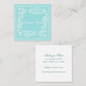 豪華なスクロールと枠アクアと白の装飾品 スクエア名刺 (正面/裏面)