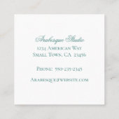 豪華なスクロールと枠アクアと白の装飾品 スクエア名刺 (裏面)