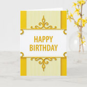 豪華なスクロールの誕生日カード カード (黄色い花)