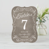 豪華なスクロール 編集可能なカラーテーブル ナンバーカード 招待状 (スタンド正面)