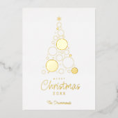 豪華なスタイリッシュクリスマスツリー写真ファミリー 箔シーズンカード (正面)