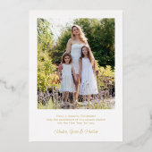 豪華なスタイリッシュクリスマスツリー写真ファミリー 箔シーズンカード (裏面)