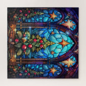 豪華なステンドグラス飾クリスマスツリー ジグソーパズル (横)