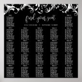 豪華なスワール ブラック ダマスク  レセプション 席次表 ポスター (正面)