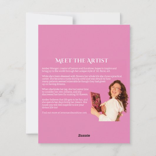 豪華なソフトピンクと黄色のグリーティングカード シーズンカード (裏面)