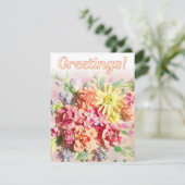 豪華なソフトピンクと黄色のグリーティングカード シーズンカード (スタンド正面)