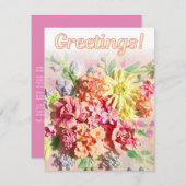 豪華なソフトピンクと黄色のグリーティングカード シーズンカード (正面/裏面)