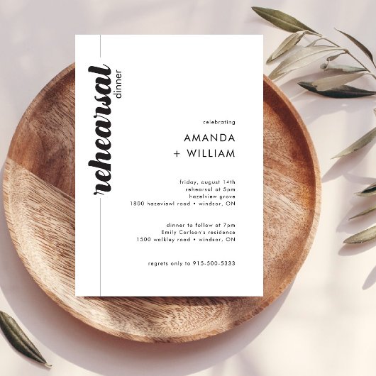 豪華なタイポグラフィーの結婚式リハーサルディナー 招待状