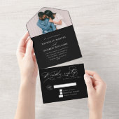 豪華なタイポグラフィー(ENVは不要) オールインワン招待状 (貼ってはがせる)