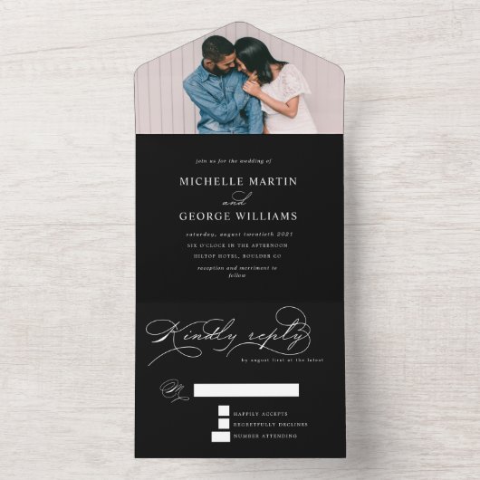 豪華なタイポグラフィー(ENVは不要) オールインワン招待状 (内側)