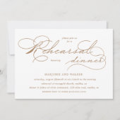 豪華なタイポグラフィ予算リハーサルディナー 招待状 (正面)