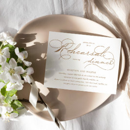 豪華なタイポグラフィ予算リハーサルディナー 招待状