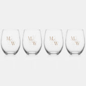 豪華なタイポグラフィ結婚ズモノグラム ステムなしワイングラス (正面)