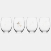 豪華なタイポグラフィ結婚ズモノグラム ステムなしワイングラス (裏面)