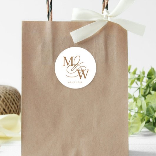 豪華なタイポグラフィ結婚ズモノグラム ラウンドシール