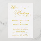 豪華なタイポグラフィ結婚ズ 箔招待状 (正面)