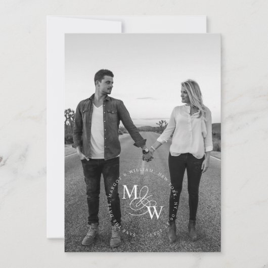 豪華なタイポグラフィ結婚式の日付を保存 案内状 (正面)