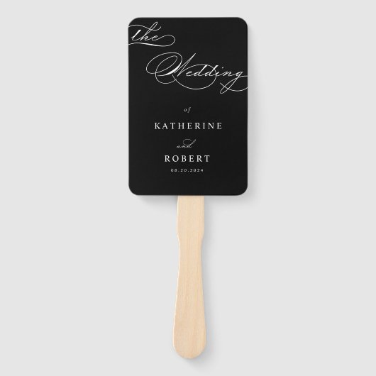 豪華なタイポグラフィ結婚式 プログラム ハンドファン (正面)