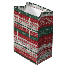 豪華なタッキーな醜いクリスマスセーターデザイン ミディアムペーパーバッグ