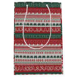 豪華なタッキーな醜いクリスマスセーターデザイン ミディアムペーパーバッグ