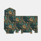 豪華なターコイズとブロンズの植物モチーフ ギフトボックス フェイバーボックス (折り畳みなし)