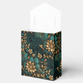 豪華なターコイズとブロンズの植物モチーフ ギフトボックス フェイバーボックス (オープン)