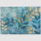 豪華なターコイズブルーとゴールドのウェディングボタニカルデコパージュ 薄葉紙 (正面)