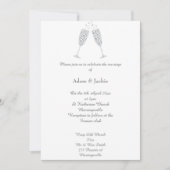 豪華なダイヤモンド シャンパングラス 白 ELEGANT ウェディング 招待状 (正面)