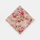 豪華なダマスクパターンピンクのフローラファミリーパーティー スタンダードランチョンナプキン (角)