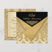 豪華なダマスク 45周年招待状 招待状 (正面/裏面)