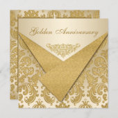 豪華なダマスク 50周年 招待状 (正面/裏面)