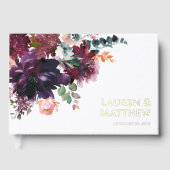 豪華なダークウォーター色のフローラ結婚ズ ゲストブック (正面)