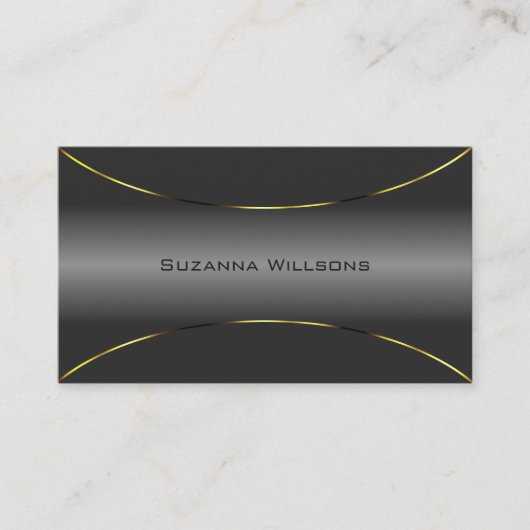豪華なダークグレイ素晴らし金ゴールド縁どデコール 名刺 (正面)