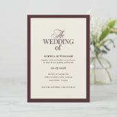 豪華なダークレッドとクリームのRSVP QRコード付き結婚式の招待状 招待状 (スタンド正面)