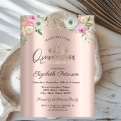 豪華なティアラとストリングライト、モダンでおしゃれなローズのキンセアニェーラ 招待状