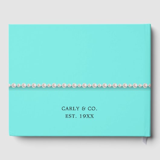 豪華なティファニーテーマのウェディングシャワーのためのゲストブック ゲストブック (裏面)