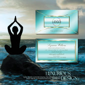 豪華なティール（緑がかった色）と金ゴールドの装飾とロゴスタイリッシュ 名刺