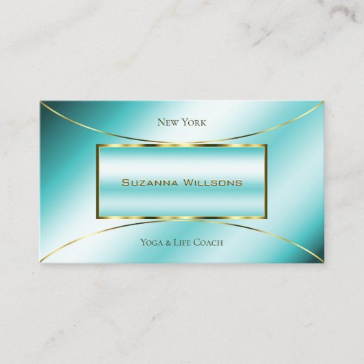 豪華なティール（緑がかった色）と金ゴールドデコールシックエレガントと 名刺 (正面)