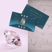 豪華なティール(緑がかった色)と金ゴールドデコール宝石と写真 名刺