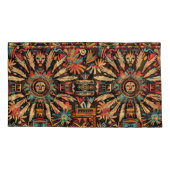 豪華なティール(緑がかった色)アステカ"夢"キングピローケース 枕カバー (裏面)