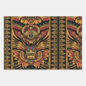 豪華なティール（緑がかった色）アステカ「夢」光沢ラッピングシート ラッピングペーパーシート (正面2)