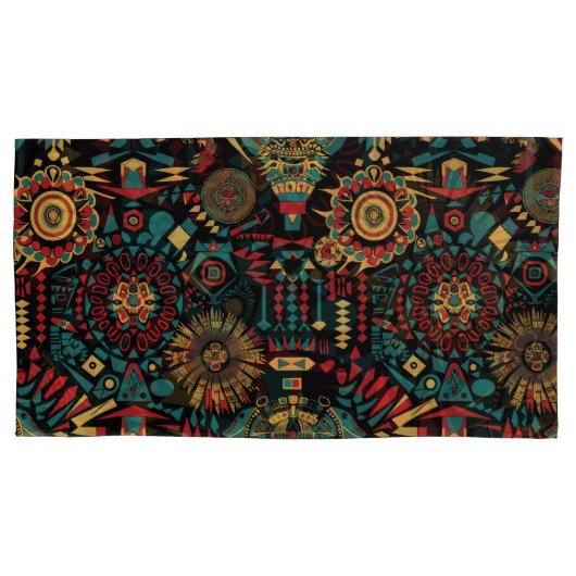 豪華なティール(緑がかった色)「伝統パターンインスパイア」キングP 枕カバー (正面左)